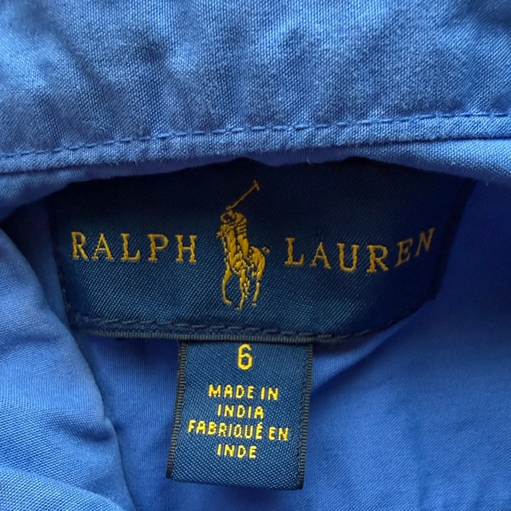 Ralph Lauren Boys Blue Oxford Button Down Shirt size 6